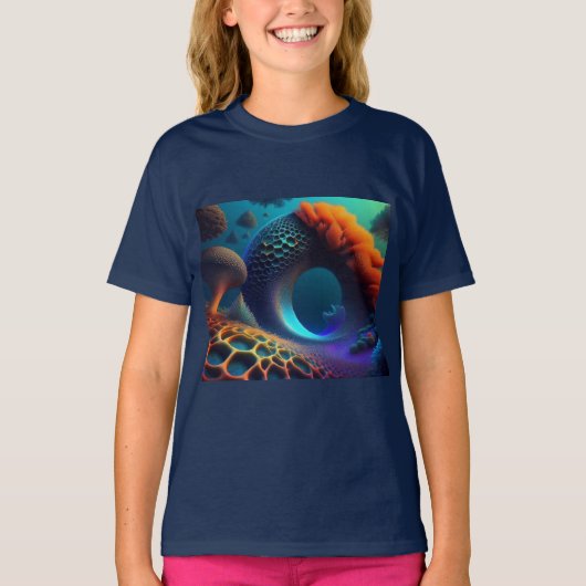onderwaterfractaal landschap t-shirt (Voorkant)