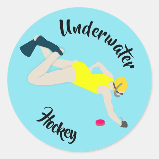 Onderwaterhockey Ronde Sticker (Voorkant)