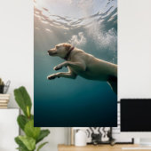 Onderwaterhond zwemt sierlijk onder water poster (Thuiskantoor)