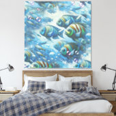 Onderwaterkunst van vis en koraal in acryl canvas afdruk (Insitu (Slaapkamer))