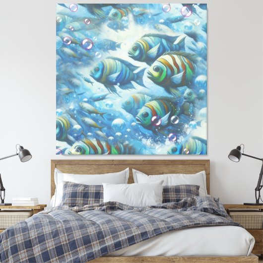 Onderwaterkunst van vis en koraal in acryl canvas afdruk (Insitu (Slaapkamer))