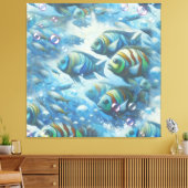 Onderwaterkunst van vis en koraal in acryl canvas afdruk (Insitu (Woonkamer))