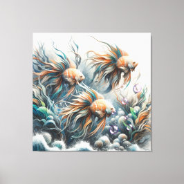 Onderwaterkunst van vis en koraal in acryl canvas afdruk