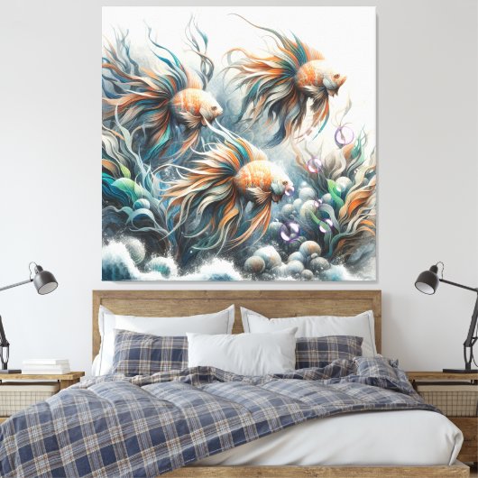 Onderwaterkunst van vis en koraal in acryl canvas afdruk (Insitu (Slaapkamer))