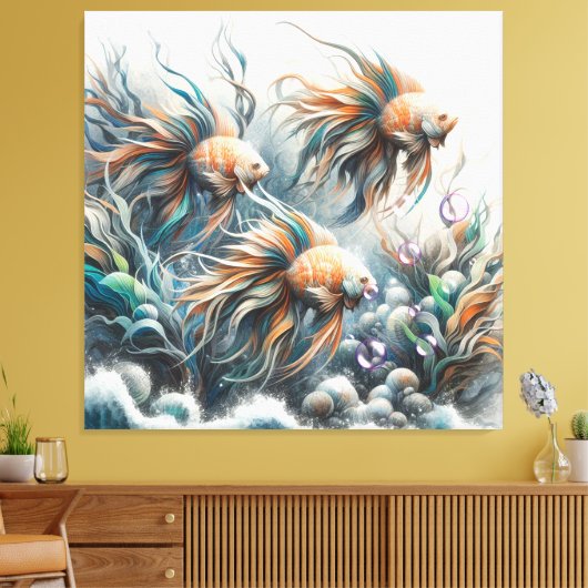Onderwaterkunst van vis en koraal in acryl canvas afdruk (Insitu (Woonkamer))