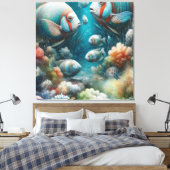 Onderwaterkunst van vis en koraal in acryl canvas afdruk (Insitu (Slaapkamer))