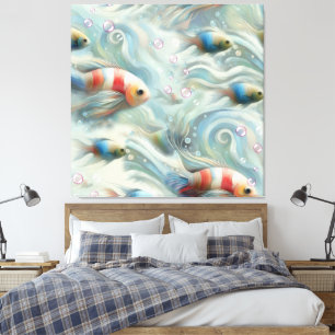 Onderwaterkunst van vis en koraal in acryl canvas afdruk