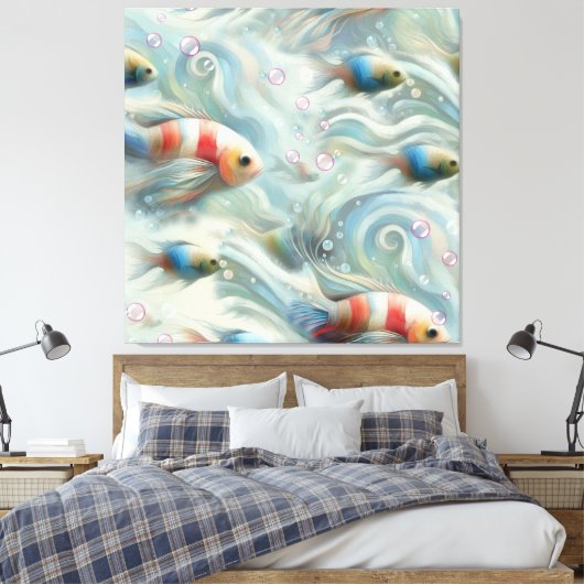 Onderwaterkunst van vis en koraal in acryl canvas afdruk (Insitu (Slaapkamer))