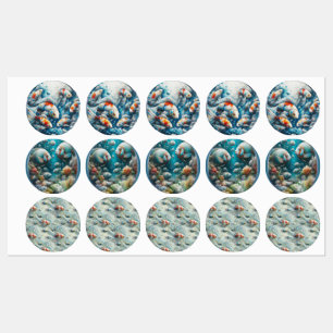 Onderwaterkunst van vis en koraal in acryl labels