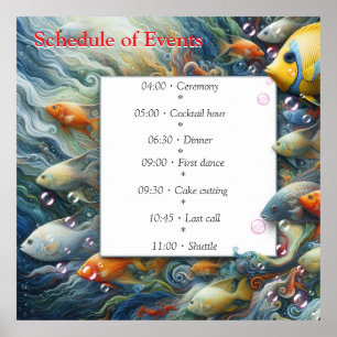 Onderwaterkunst van vis en koraal in acryl poster