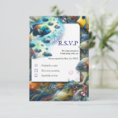 Onderwaterkunst van vis en koraal in acryl RSVP kaartje (Staand voorkant)