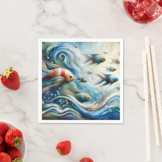 Onderwaterkunst van vis en koraal in acryl servet (Insitu)