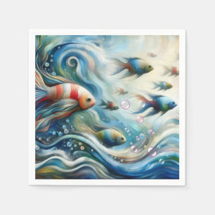 Onderwaterkunst van vis en koraal in acryl servet