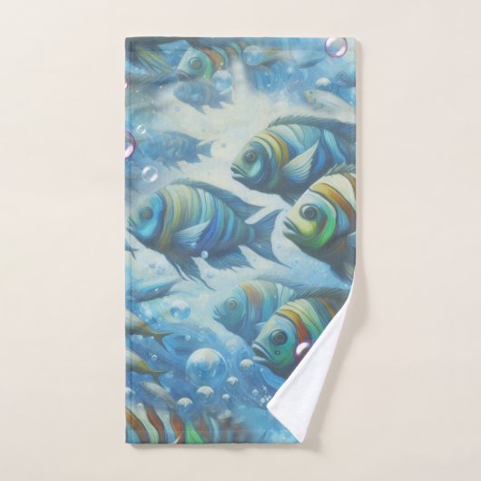 Onderwaterkunst van vis en koraal in acrylverf bad handdoek (Handdoek)
