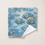 Onderwaterkunst van vis en koraal in acrylverf bad handdoek (Wasdoekje)