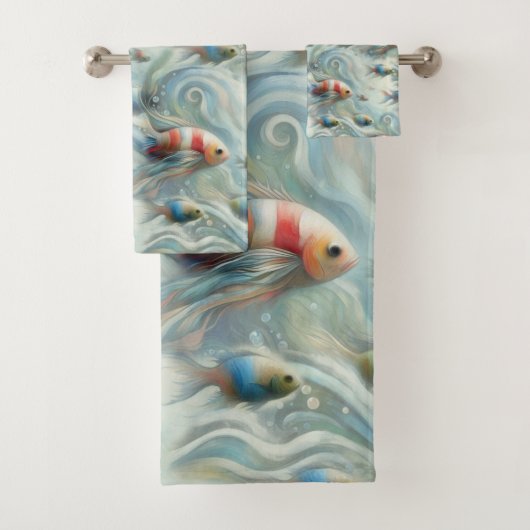 Onderwaterkunst van vis en koraal in acrylverf bad handdoek (Insitu)