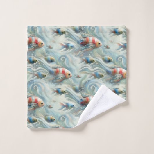 Onderwaterkunst van vis en koraal in acrylverf bad handdoek (Wasdoekje)
