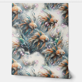 Onderwaterkunst van vis en koraal in acrylverf behang