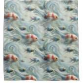 Onderwaterkunst van vis en koraal in acrylverf douchegordijn (Voorkant)