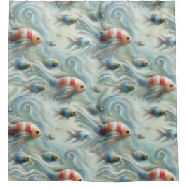 Onderwaterkunst van vis en koraal in acrylverf douchegordijn