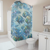 Onderwaterkunst van vis en koraal in acrylverf douchegordijn (In situ)