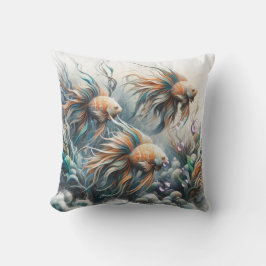 Onderwaterkunst van vis en koraal in acrylverf kussen