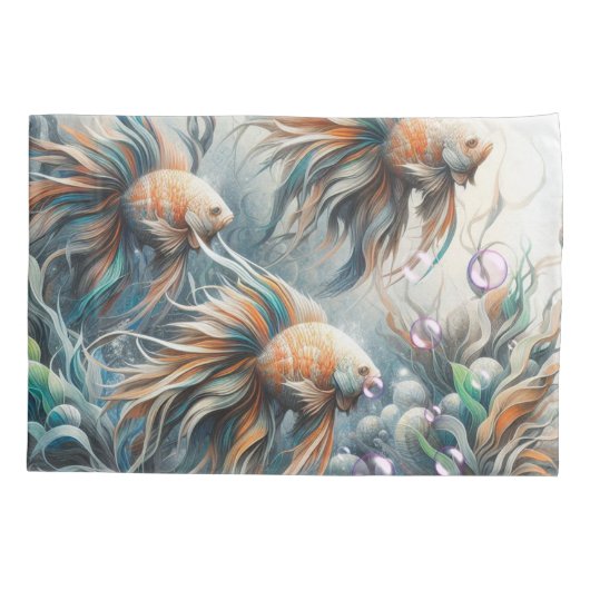 Onderwaterkunst van vis en koraal in acrylverf kussensloop (Achterkant)