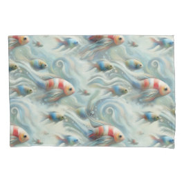 Onderwaterkunst van vis en koraal in acrylverf kussensloop