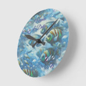 Onderwaterkunst van vis en koraal in acrylverf ronde klok (Hoek)