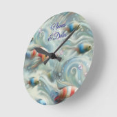 Onderwaterkunst van vis en koraal in acrylverf ronde klok (Hoek)