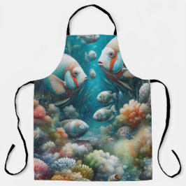 Onderwaterkunst van vis en koraal in acrylverf schort