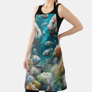 Onderwaterkunst van vis en koraal in acrylverf schort