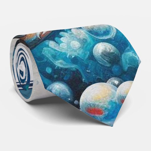 Onderwaterkunst van vis en koraal in acrylverf stropdas (Opgerold)