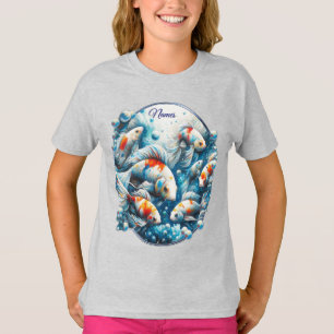 Onderwaterkunst van vis en koraal in acrylverf t-shirt