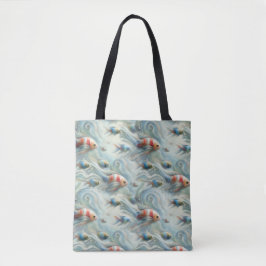 Onderwaterkunst van vis en koraal in acrylverf tote bag
