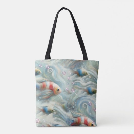 Onderwaterkunst van vis en koraal in acrylverf tote bag (Achterkant)
