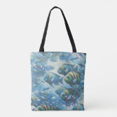 Onderwaterkunst van vis en koraal in acrylverf tote bag (Achterkant)