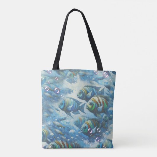 Onderwaterkunst van vis en koraal in acrylverf tote bag (Achterkant)