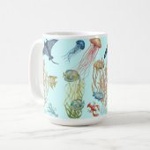 Onderwaterkwallen en oceaanvissen koffiemok (Voorkant links)