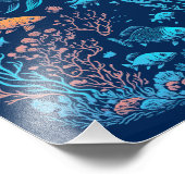 Onderwaterlandschap kleurrijke vissen en koraalrif foto afdruk (Hoek)