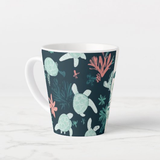 Onderwaterontsnapping - Zee Turtle Art Latte Mok (Linkerhoek)