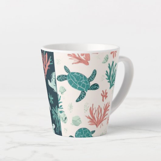 Onderwaterontsnapping - Zee Turtle Art Latte Mok (Rechterhoek)