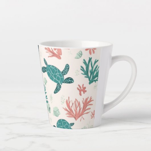 Onderwaterontsnapping - Zee Turtle Art Latte Mok (Rechts)