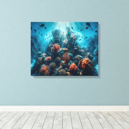 Onderwaterparadijs Levendig Koraalrif & Zee Leven Canvas Afdruk (Insitu (Houten vloer))