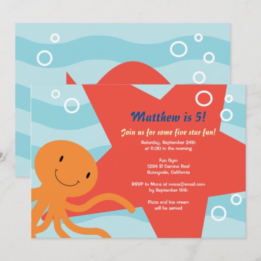 Onderwaterpartij uitnodigen kaart (Voorkant / Achterkant)