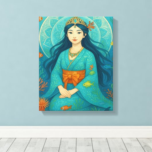 onderwaterprinses canvas afdruk (Insitu (Houten vloer))