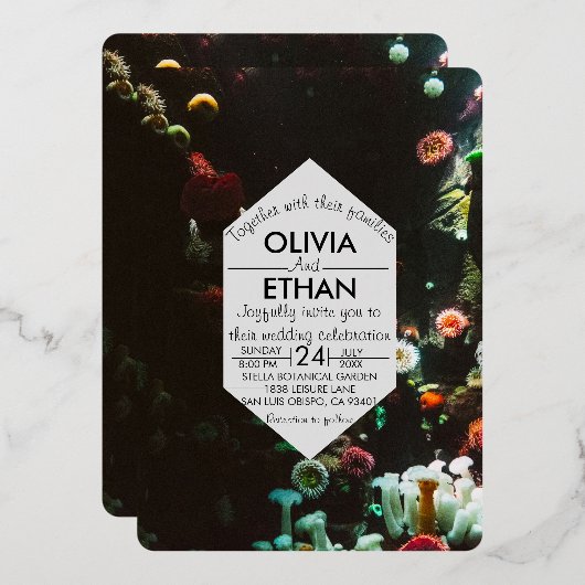 onderwaterriffen Folie Folie Uitnodiging (Voorkant / Achterkant)