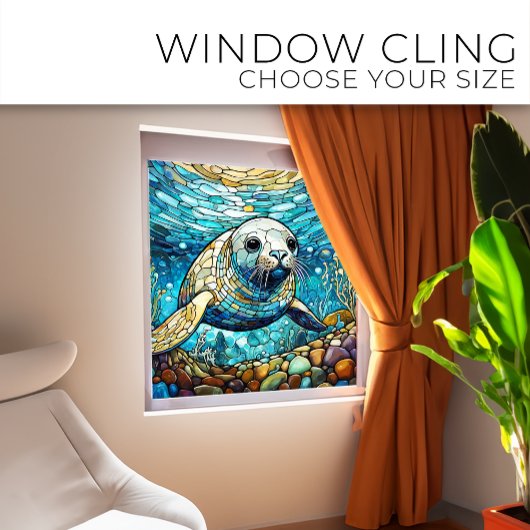 Onderwaterrobbe Glas-in-lood-kunst Raamsticker