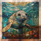 Onderwaterrobbe Glas-in-lood-kunst Raamsticker (Vel 2)
