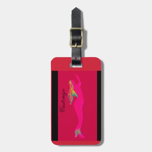 onderwaterroze zeemeermin die Thunder_Cove zwemt Bagagelabel (Voorkant verticaal)